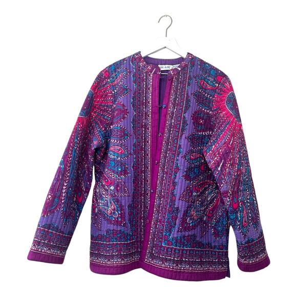 Vintage Blair Reversible Quilted Jacket Purple Paisley Boho Print XL - Picture 8 of 8